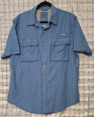 Timberland Performance Turbo-Dry Fishing Shirt Men's Large Blue Button Up