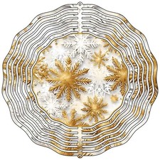 Shiny Gold Snowflake Novelty Metal Wind Spinner - 10" Outdoor Yard Decor