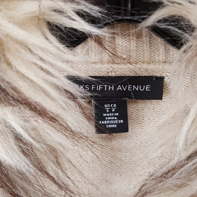 SAKS FIVE AVENUE Suéter Mujer Pequeño Tostado Largo Bolsillo Cárdigan Piel Penny Lane Foto 2 de 4