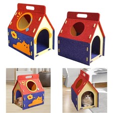 Felt Cat House Easy Assembly Handle Design Warm Funnest Cozy Cat Bed Cave