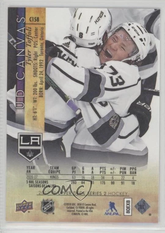2017-18 Upper Deck UD Canvas Tyler Toffoli #C158 - Image 2 of 2