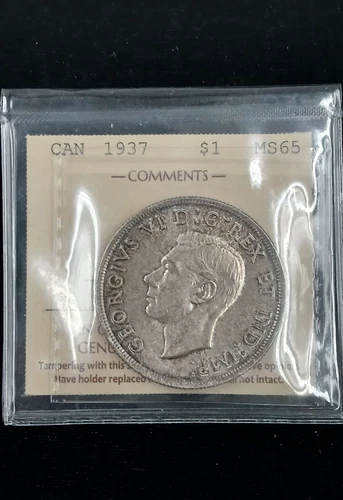 Canada 1937 Silver Dollar King George IV ICCS Certified MS-65 Coin