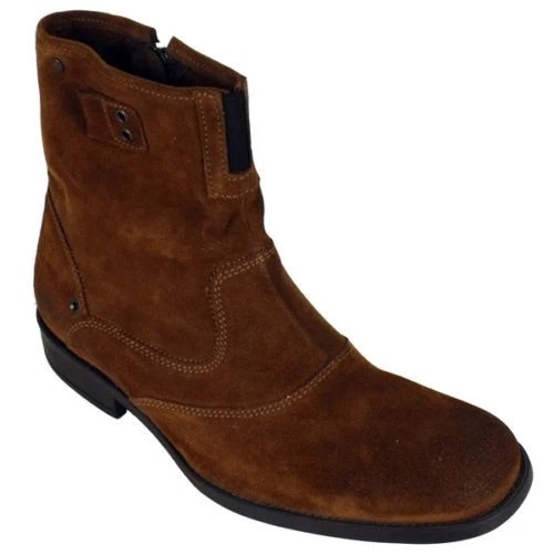 New Handmade Mens Biker Brown Suede Leather Zip Boots High Ankle Boots For Men