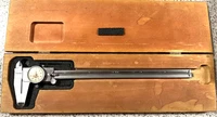 CLASSIC STARRETT 120 SERIES 12 INCH DIAL SLIDE CALIPERS W/ CASE / USED USA MADE