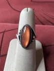Beautiful Vintage Native American Coral Sterling Silver Ring Size 8
