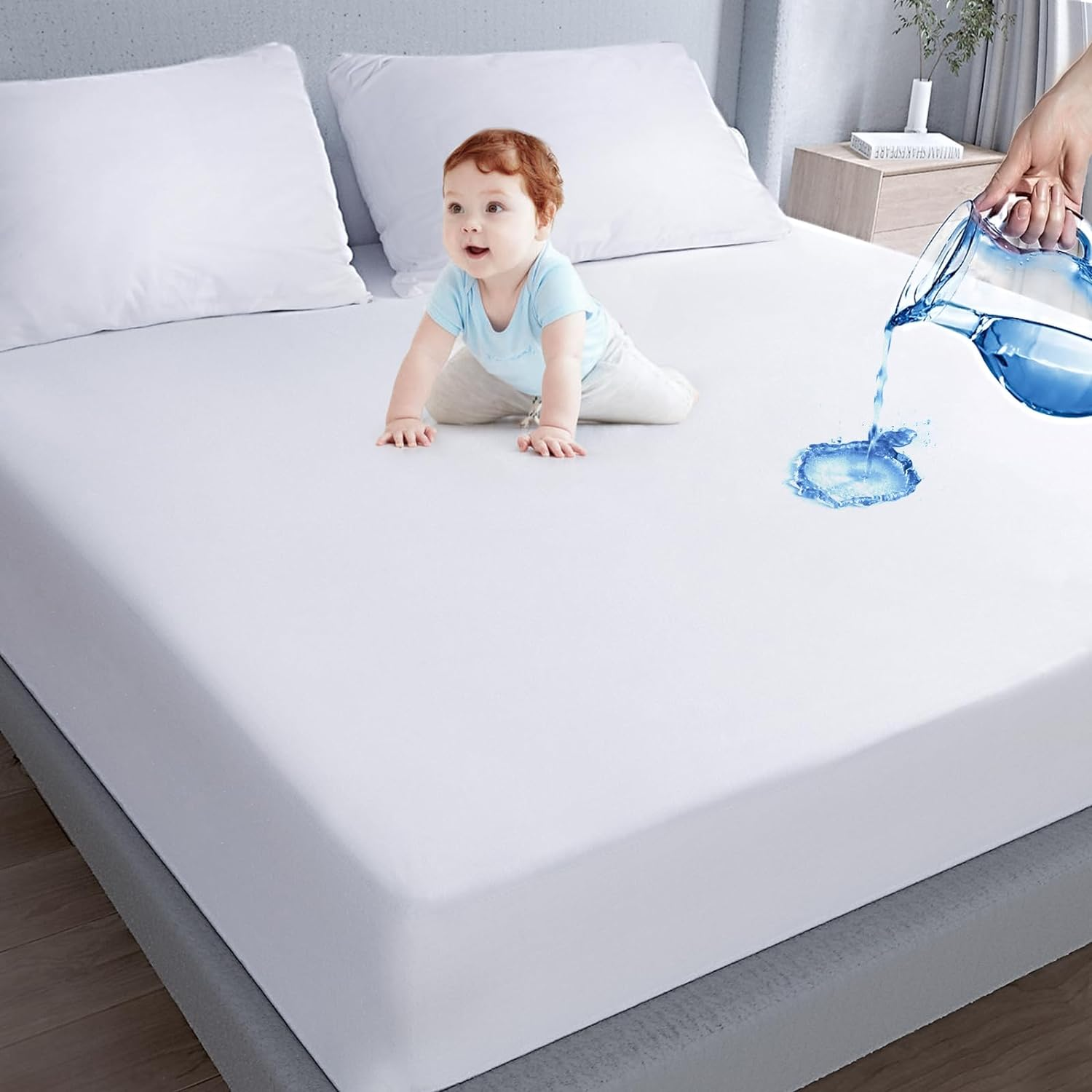 Waterproof Twin Mattress Protector with Soft Bamboo Terry Cover-image