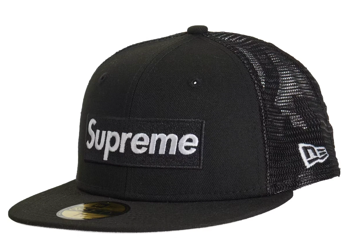 SUPREME 2023 SS BOX LOGO MESH BACK NEW ERA HAT BLACK 7 1/8 OG ALL BRAND NEW