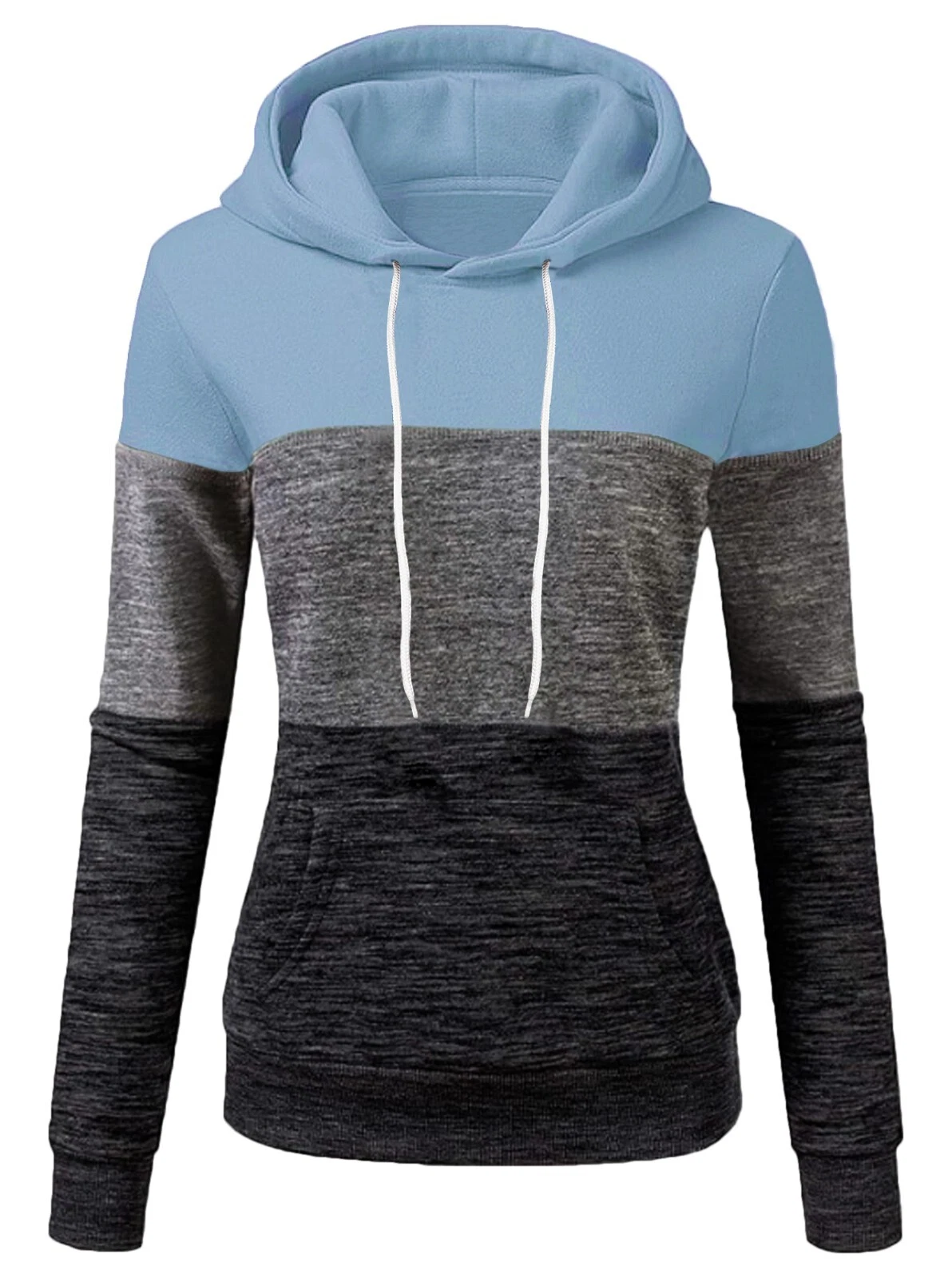 Lux Look Ladies Pullover Hoodies Patchwork Hooded Pocket Fleece Top Sweatshirt