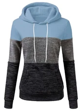 Lux Look Ladies Pullover Hoodies Patchwork Hooded Pocket Fleece Top Sweatshirt