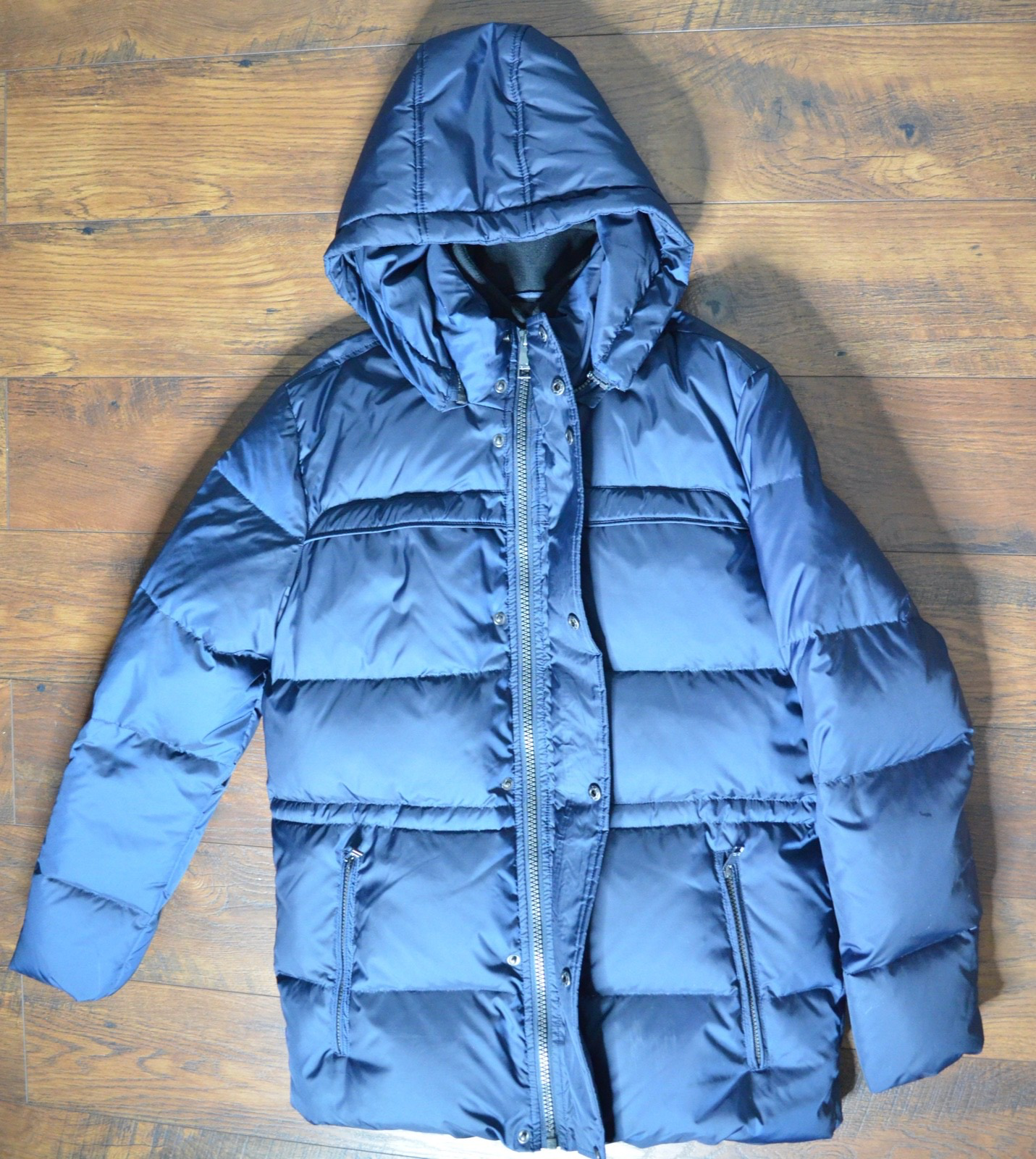 marc new york dark blue hooded puffer jacket size small