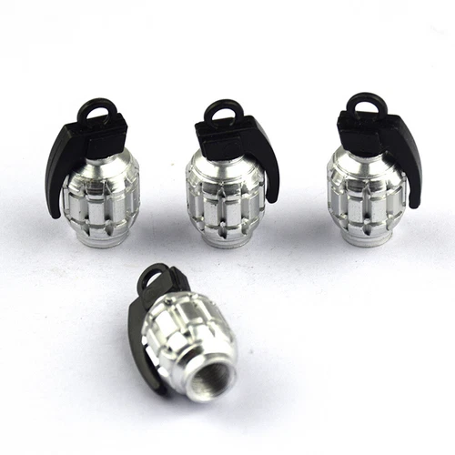 4pcs Tire Wheel Valve Stem Cap Set Metal Grenade Bomb Air Dust Cover Caps Trim - Imagen 2 de 10