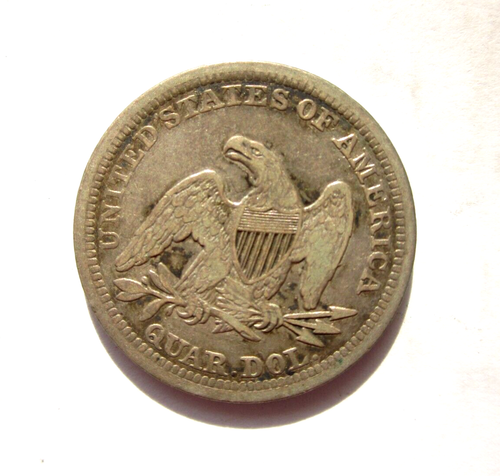 1843 LIBERTY SEATED QUARTER 25c COIN PHILADELPHIA MINT NICE EARLY COIN RARE DATE - Afbeelding 2 van 2