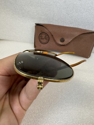 Vintage 70's Ray Ban GP Aviator 58[]14 Gold Wrap Around Sunglasses