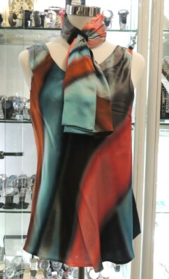 Giorgio Armani Multicoloured Tank Top with Scarf 100% Silk Size 42 - New & Auth