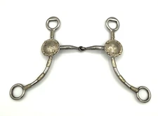 Western Horse Mouth Snaffle Curb Bit Floral Silver Overlay Equestrian Show