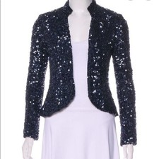 Gryphon Embellished Open Front Jacket Dark Blue Size Xs