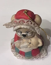 Vintage Jasco Caring Critter Chimers Porcelain Bell Christmas Ornament Mama Bear