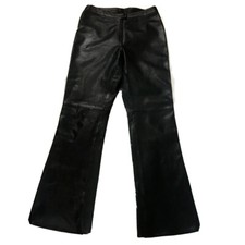 Elements Of Vakko Women Soft Leather Pant Size 8 Black Straight Leg 28x31