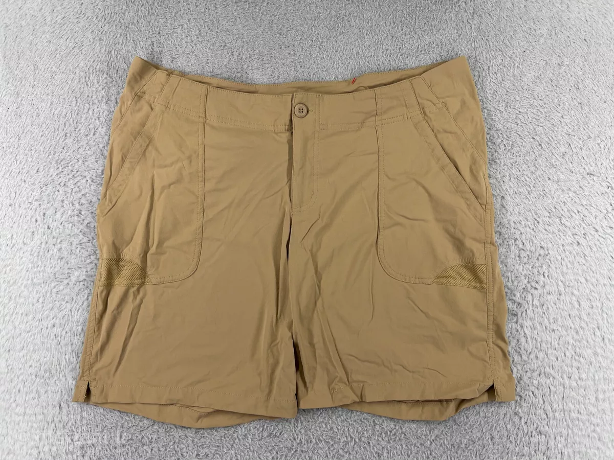 Columbia Shorts Women 18 Beige PFG Cargo Nylon Hiking Camping