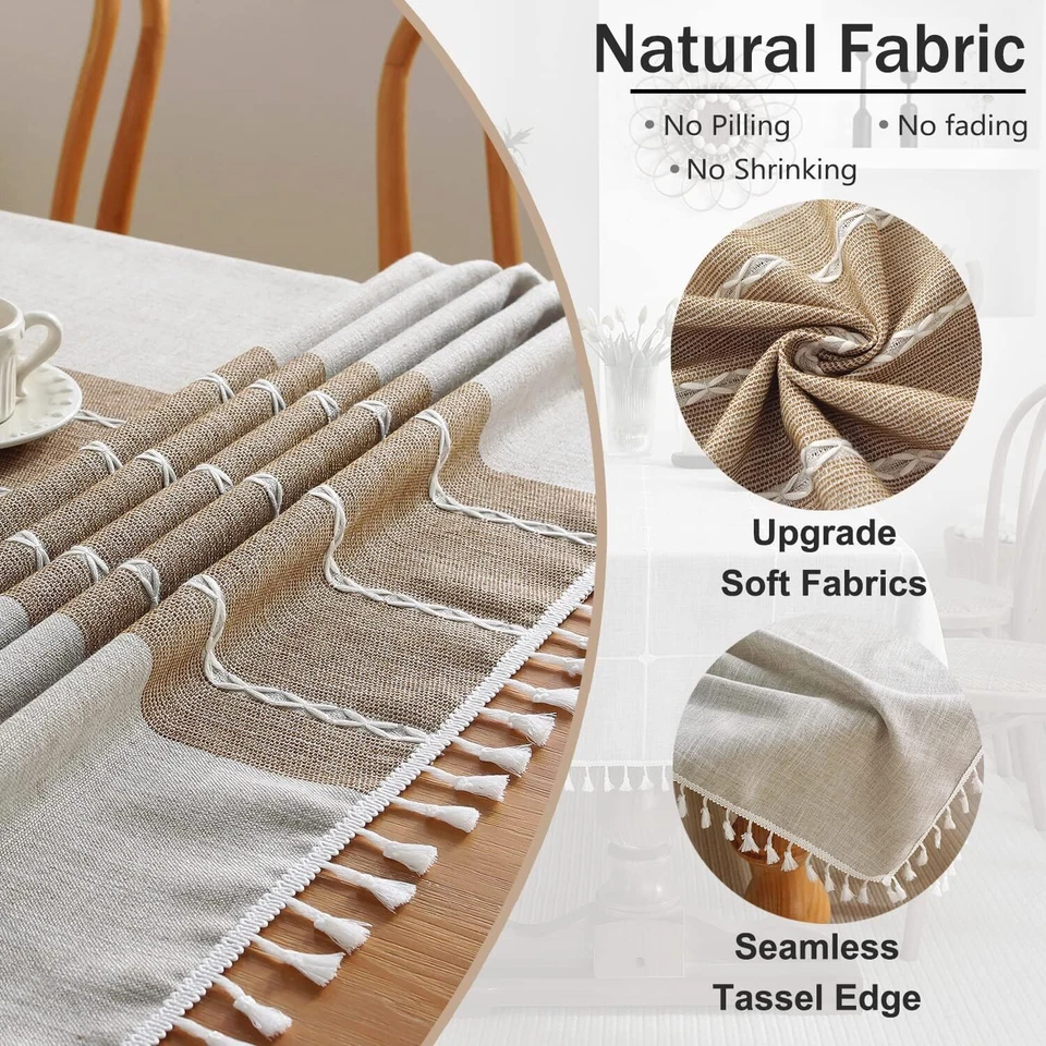 JIALE Tablecloths Rectangle/oblong 55''x120'',10-12 Seats, A-striped Brown  - Image 3 of 4