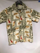 Roundy Bay Men's Hawaiian Dashboard Hula Girls Floral Tapa Tribal Aloha Shirt
