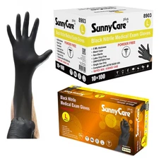 5.0 Mil 8903 Black Nitrile Medical Exam Gloves Powder Free Size: Large