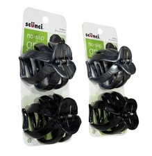 New Lot Of 2 Packs Scunci No Slip Grip Hair Jaw Clip Black, Gray - 4 Clips Total