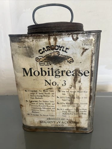 Vintage Gargoyle No 3 Grease Oil Five Pound Can Metal Garage Gas Station