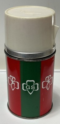 Vintage 60's/70's Aladdin Red / Green Girl Scout Aladdin Thermos GUC Half Pint
