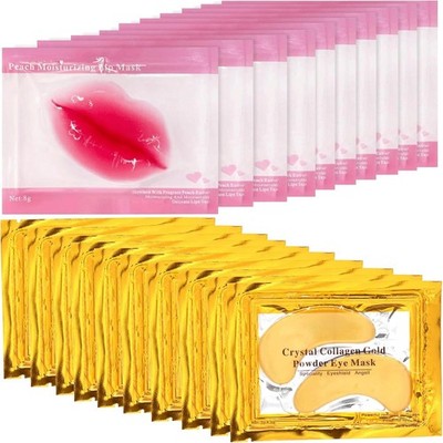 Eye Patches 24K Gold 10 Paare Kollagen Lippenmaske 10 Stück Anti-Aging Pflege