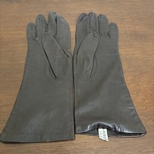 MID-LENGTH LINED BROWN LEATHER GLOVES MADE IN ITALY FOR BLOOMINGDALE'S SIZE 6.5
