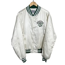 Giacca vintage Boston Celtics uomo XL bianca NBA basket raso swingster anni 80