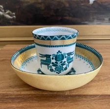 STEINBOCK-EMAIL Austria Rare Enamel CUP AND SAUCER Vintage 1950s