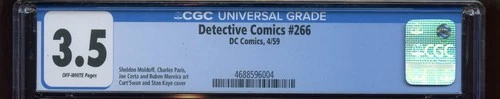 April 1959 D.C. Comic Book Detective Comics #266 Batman #266 Graded CGC 3.5