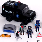 Lot Playmobil Police Tactical Unit Vehicle SWAT Truck Set Safe Dog Figures 71003