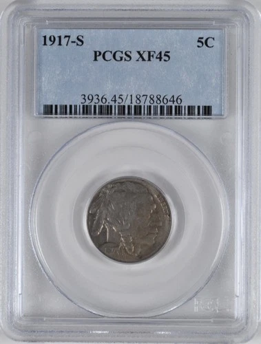 1917-S INDIAN HEAD BUFFALO NICKEL 5C PCGS XF 45