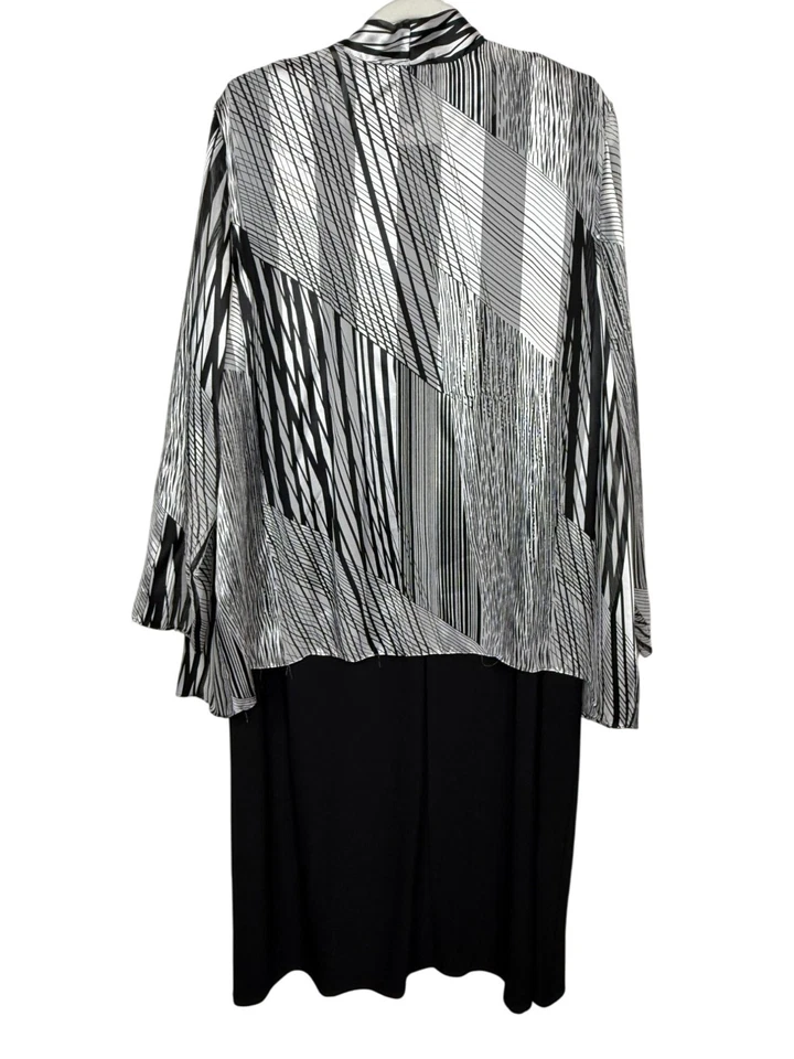 R&M Richards Mujer 2 Piezas Vestido Chaqueta Conjunto Talla 2X Negro Blanco Noche Formal Plus Foto 2 de 4