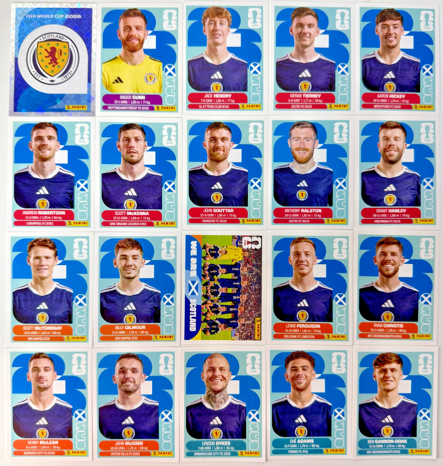 2026 Panini FIFA World Cup Scotland Stickers Pick Your Number SCO2-SCO20