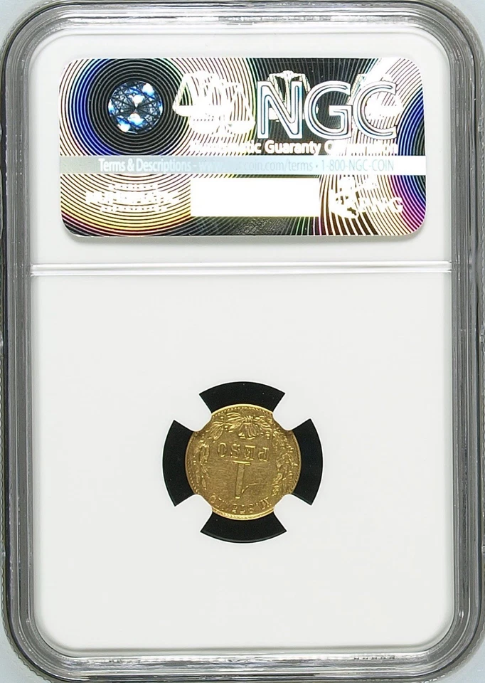 1896MO M MEXICO G1P┃GOLD 1 PESO NGC UNC DETAILS - Image 2 of 2