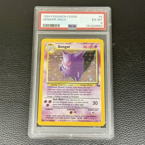 PSA 6 - Gengar 5/62 - Holo - Fossil 1999 - English - Pokemon TCG