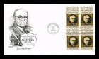 DR JIM STAMPS US COVER EDGAR LEE MASTERS AMERICAN POETS FDC BLOCK OF 4