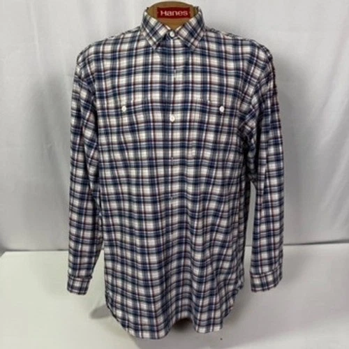 LL Bean Mens Flannel Shirt Long Sleeve Plaid Button Down Cotton Blend