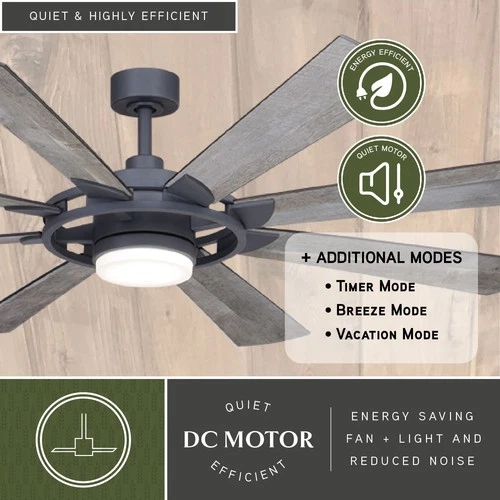 Vaxcel Lighting F0113 Burlington 68" 8 Blade Indoor / Outdoor - Grey - Picture 10 of 12