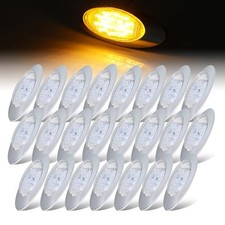 23 Pcs 6.5 Oval LED Clear Lens Amber Side Marker Lights 16LED Clear Amber