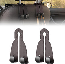Headrest Hooks for Car 2 Pack, Upgraded Double Metal Hooks with Leather Cover, C