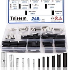 240 Pcs Non Insulated Butt Connectors Assortment Kit Seamless Uninsulated Butt
