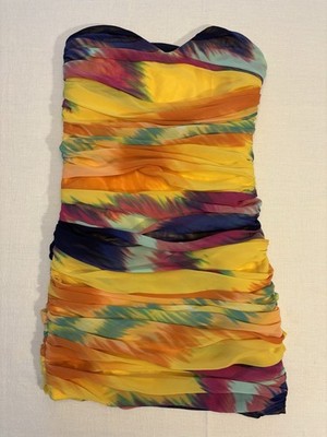 Bob Marley Dopamine Strapless Mini-Multi Color Dress Side Zipper Fully Lined SzM