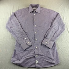 Eton Dress Shirt Mens 15.5 Slim Plaid Long Sleeve Button Up Signature Twill Top