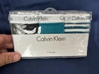 2017 NIP 3 Pair CALVIN KLEIN THONGS Large Black Aqua Striped