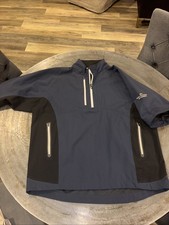 FootJoy DryJoys Tour XP Waterproof Jacket Mens L Blue Half Zip Golf Pullover EUC